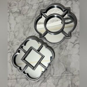 Beaded Quatrefoil silver color wall mirrors Glam Decor small set of 2